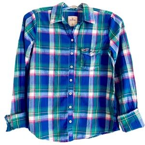 Hollister plaid button down shirt.